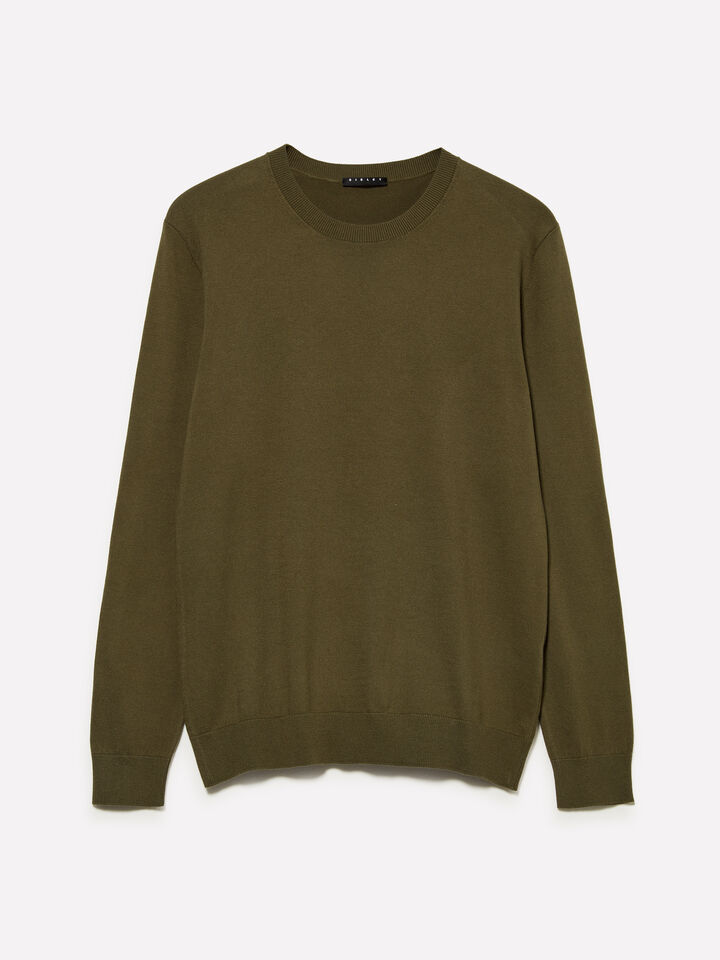 Olive green crew neck sweater - men's crew neck sweaters - Military Green | Sisley image number 1